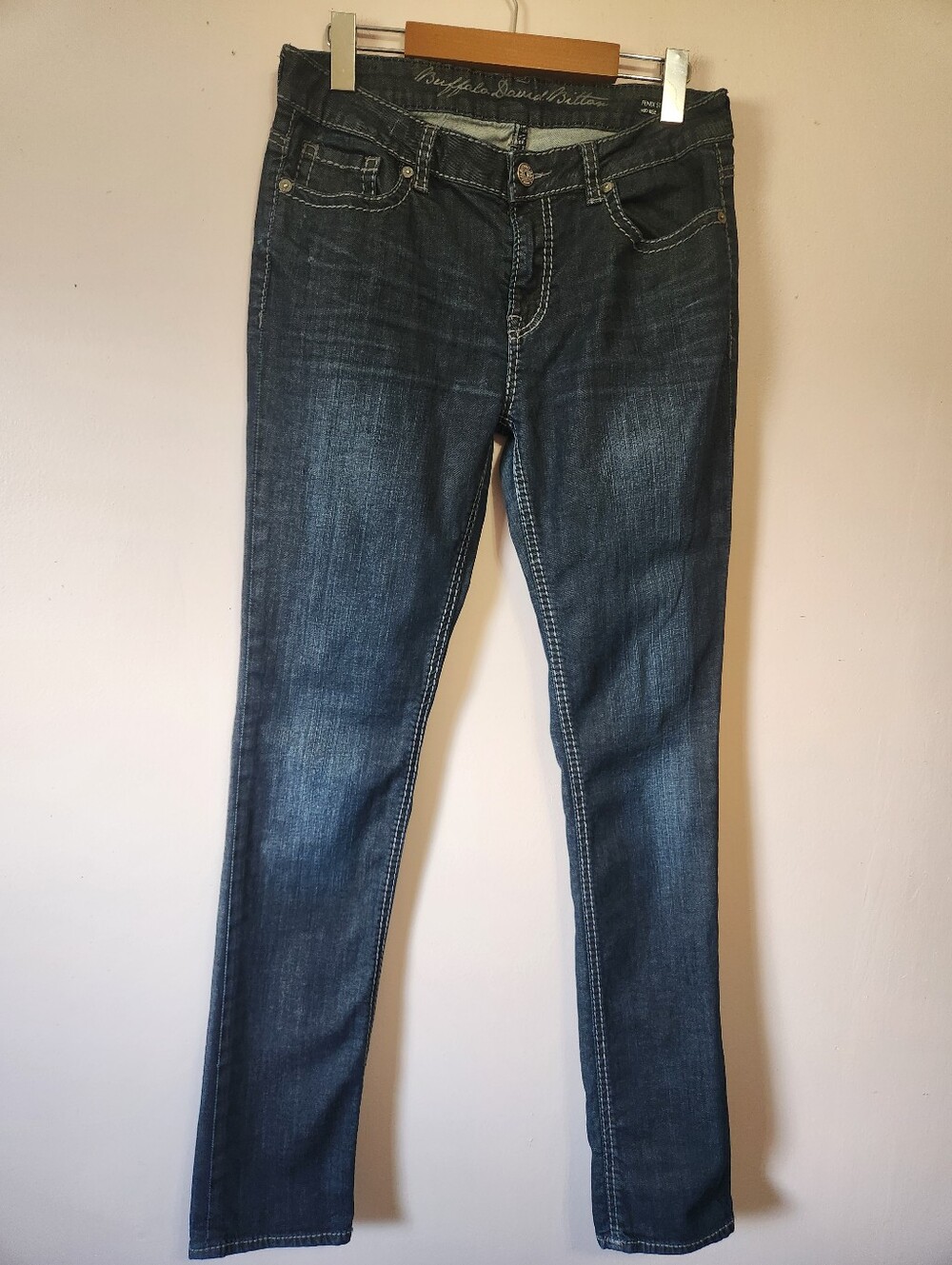 Buffalo David Bitton Fendi Straight Jeans Thick Stitch Western Y2K Dark Wash